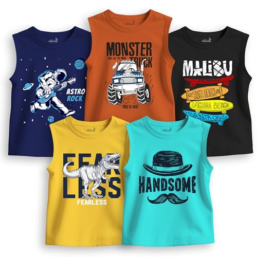 Image of minicult Printed Cotton Jersey Vest for Boys and Girls (Multicolor)