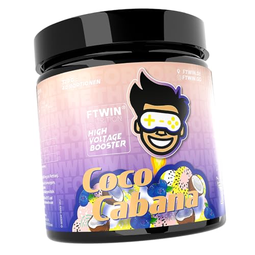 FTWIN® Nutrition Gaming Booster | Reflex, Focus, Energy, Endurance | 40 Servings | Vegan | Für Gamer und E-Sportler | Perfekt für lange und intensive Gaming-Sessions (320 g, Coco Cabana) FTWIN® Nutrition Gaming Booster | Reflex, Focus, Energy, Endurance | 40 Servings | Vegan | Für Gamer und E-Sportler | Perfekt für lange und intensive Gaming-Sessions (320 g, Coco Cabana)