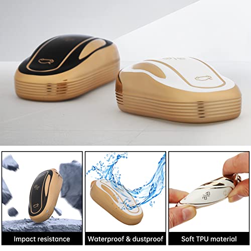 Shejisi Car Key Fob Cover Gold Soft Keychain,Girly Full Covers Keys Shells,Beautiful And Shiny Automotive Accessories,New Car Key Holder,Compatible With Tesla X #TOP4