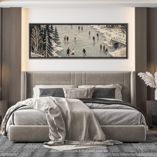 Image of MUDECOR Large Framed Canvas Print Wall Art Ice Skating for Living Room
