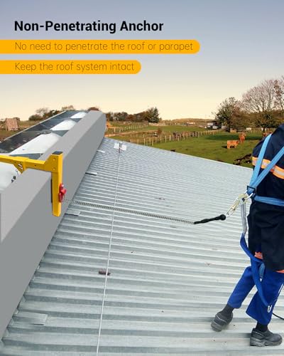 Image of Parapet Adjustable Non-Penetrating Anchor with Dual Locking Knobs, Reusable Parapet Anchor Clamp for Temporary Fall Arrest Anchorage, Fit Parapet Walls Up to 15 inch Thick, Lightweight High Strength