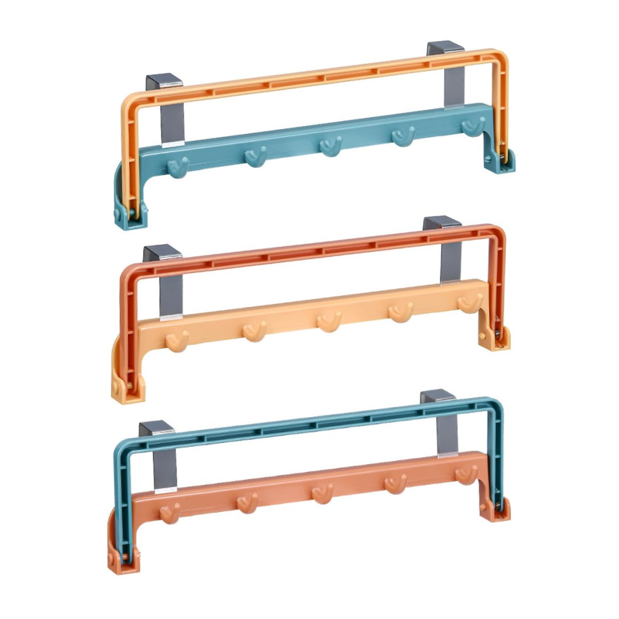 OKUMEYR 3pcs Cupboard Door Hooks Non-drill Towel Rack Hangers Space-saving Hanging Rack for Kitchen Easy Install