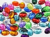 Allstarco 14x10mm Flat Back Oval Acrylic Rhinestones Plastic Gems Plastic Costume Jewels Embelishments - 125 Pieces (Assorted Colors)