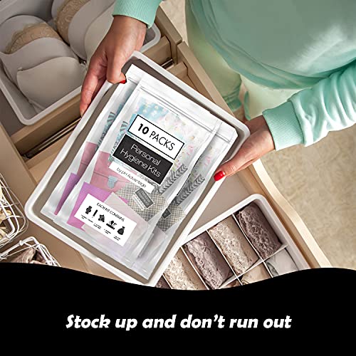 Menstrual Kit All-in-One 10 Pack - Assorted Colors | Convenience on The Go | Period Kit Pack for Travelling, Tweens & Teenager | Individually Wrapped Feminine Hygiene Product - Image 6