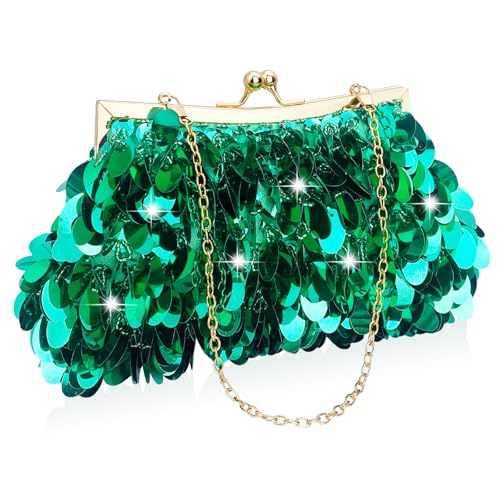 Image of Sparkly Evening Clutch Purse for Women Elegant Sequined Party Bag, Glam Wedding, Prom, Cocktail Night Out Clutch