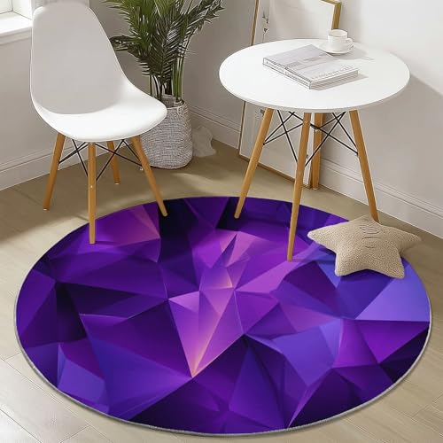 Tapis rond lavable violet : la solution antidérapante pour salon - 6