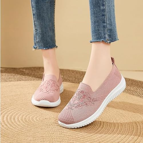 Women's 2023 Breathable Hollow Out Flat Shoes,Shallow Mouth Flower Solid Colour Mesh Shoes,Fashion Lazy Shoes (US8, Black)2