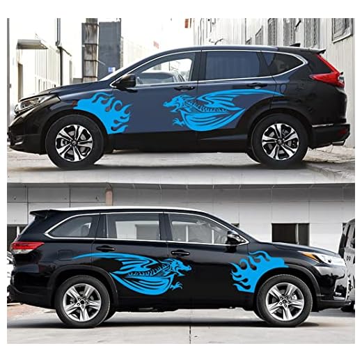 2 Pack Car Body Stickers Flying Dragon Totem Decorative Decals Anti-Scratch for Cars, Vans, SUVs, Trucks (Blue)