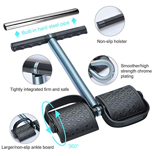 COVVY Elastic Sit Up Pull Rope Spring Tension Foot Pedal Abdomen Leg Exerciser Tummy Trimmer Equipment Bodybuilding Home Gym Arm Waist Sport Fitness Stretching Slimming Training (Black)
