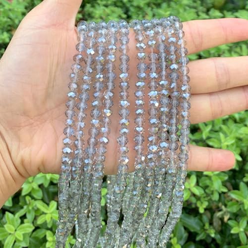 Image of 200pcs Czech Faceted Rondelle Crystal Glass Beads 6mm Bulk Silver Champagne