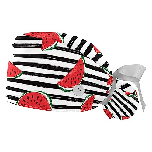 Bonnet bouffant anti-transpiration VERED calot de travail réglable rouge pastèque x2