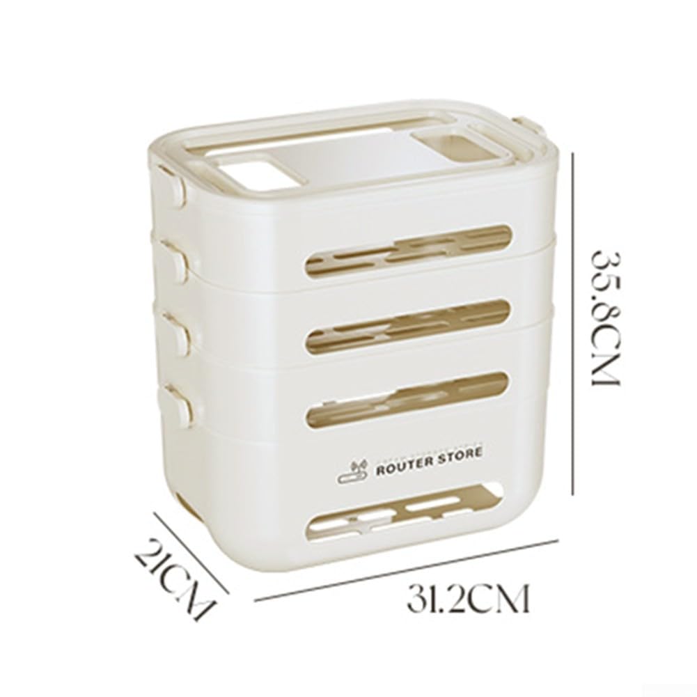 para almacenamiento Router WiFi para soporte Pared Organizador Cables TV Decodificador para estantería Flotante Hogar 32x22x11cm(Four layers)