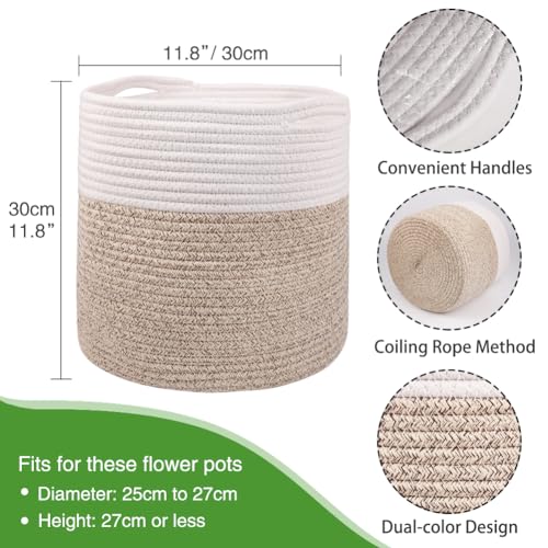 tenn well 30cm Indoor Pot for Plants with Liner Cotton Woven Storage Basket Large Plant Pots for Indoor Plants Flower Pot - Image 3
