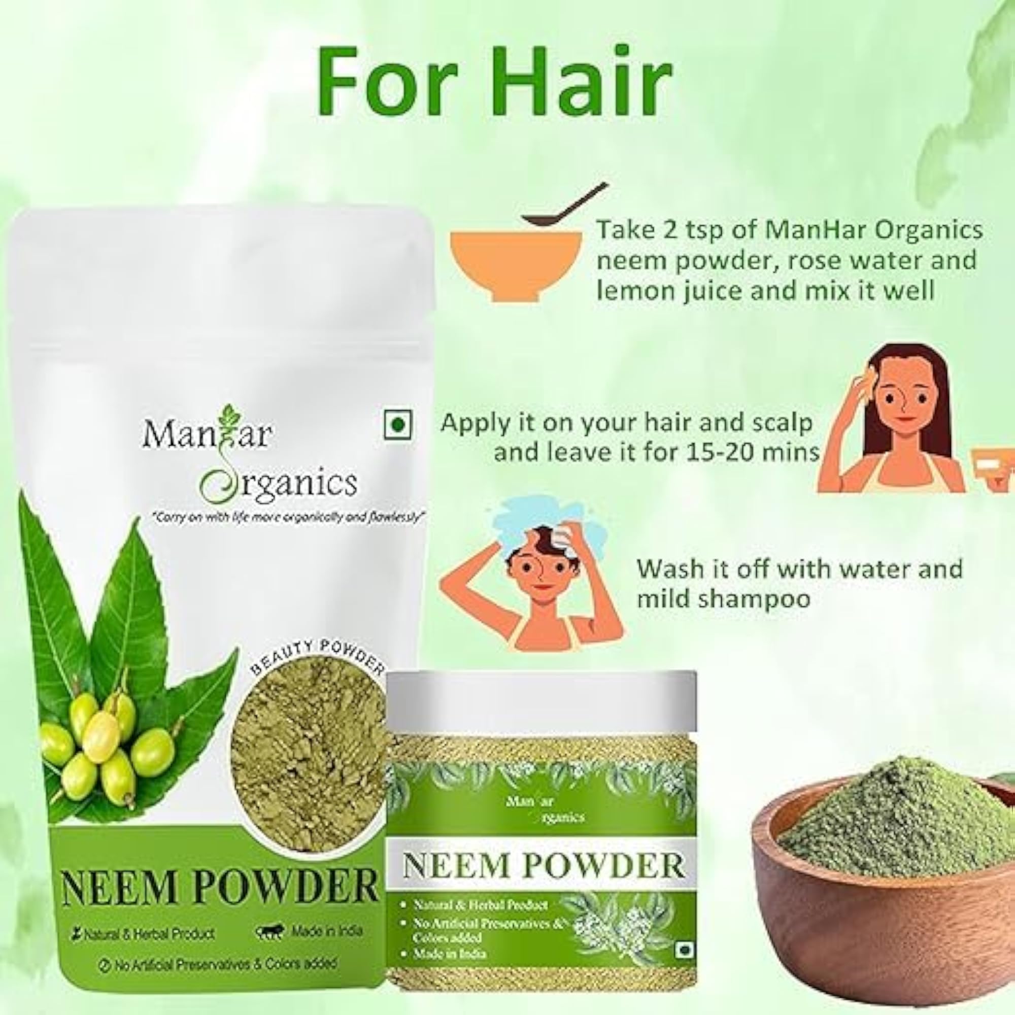 Neem Powder for Hair & Face Pack, 100g