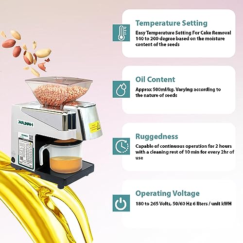 Image of HAKURA H2O-2B Comfort Oil Extractor Oil Maker Press Machine For Home 560 Watts (White)