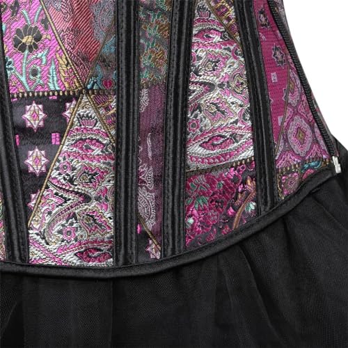 Image of Women's Lace up Gothic Jacquard Shoulder Straps Tank Overbust Shaper Corset Bustiers Top
