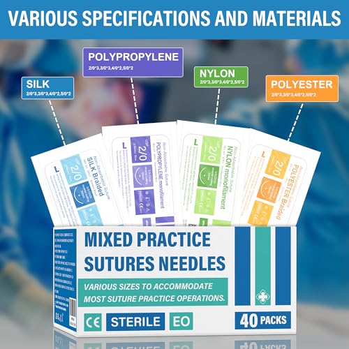 Image of Suture Practice Thread and Needles for Medical Students Training Only (40 Mixed)