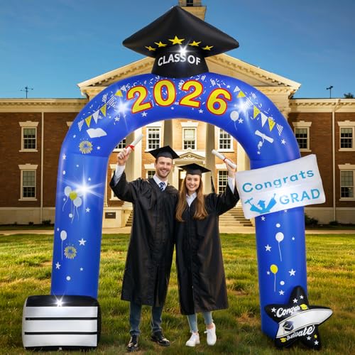 Lewondr 10FT Graduation Inflatable Outdoor Decorations Inflatable Arch Class of 2026 Blow up Yard Decoration with 9 LED Lights for Graduation Party 2026 Grad Decor for College High School