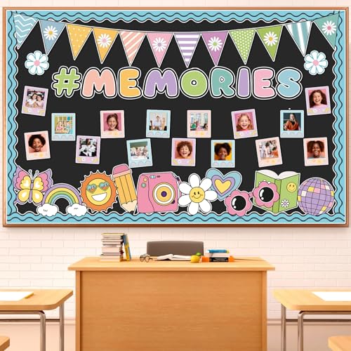 Groovy End of Year Bulletin Board for Classroom Decoration 2026 Graduation Memories Boho Retro...