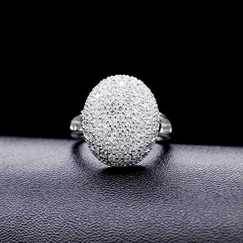 Uloveido Disco Ball Design Party Rings - Cubic Zirconia Cluster Statement Dome Rings White Gold Plated Jewelry for Women PJ42973