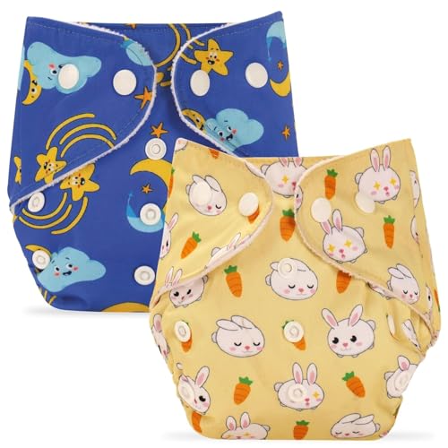 Image of Bumpers Premium & Ultra Soft Reusable Cloth Diaper with Insert Pads | Extra Absorbant, Washable, Waterproof & Adjustable Cloth Diaper for Babies /Kids, 3M-3Years (Combo, Free Size, Royal Blue+Yellow)