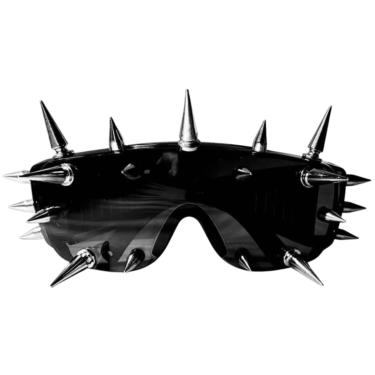 Women Men’s Costume Eyewear Punk Spiked Sunglasses Novelty Rivet Shield Shades Gothic Y2K Steampunk Alt Rockstar Accessories Spike Glasses for Halloween Costume Rave Party Cosplay Music Festival