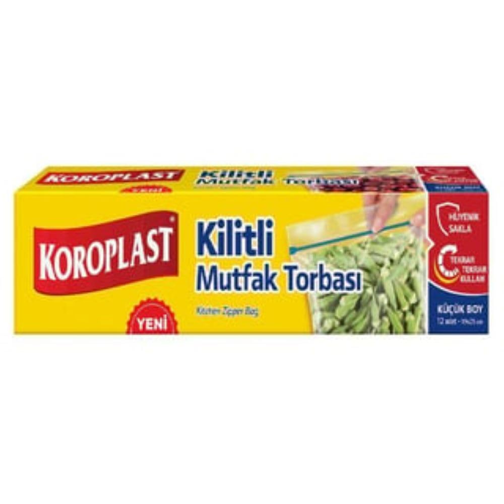 Koroplast Küçük Boy Kilitli Mutfak Torbası 12'li Set, Sızdırmaz ve Hava Geçirmez Gıda Saklama Poşeti