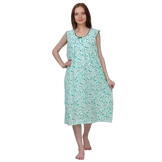 Women's Cotton Sleeveless Nighty | Floral Printed Nightdress | Soft Summer Loungewear Comfortable Fit | Stylish Sleepwear-picture-13