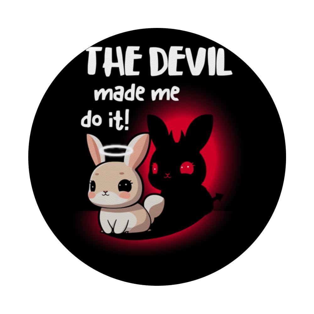I'm Angel Rabbit But Devil rabbit Made Me Do it PopSockets Swappable PopGrip, Black - Image 3