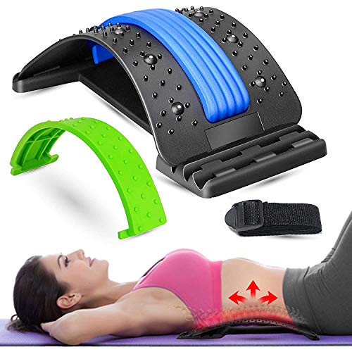 Back Stretching Device and Multi-Level Lumbar Support Stretcher Spinal Back Stretcher for Lower and Upper Muscle Pain Relief Deck for Herniated Disc Promotes Spine Decompression