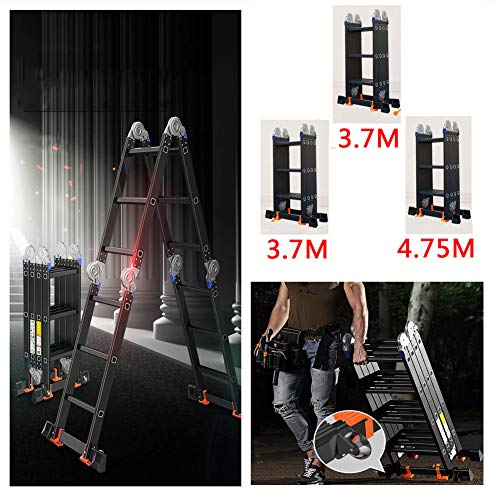 Preisvergleich Produktbild Teleskopleiter FischgräTenmuster Leiter Verdicken Alu-Teleskopleiter Rutschfester Klappleiter Schiebeleiter Ausziehleiter Mehrzweckleiter Wall Thickness 4mm Height 3.7M