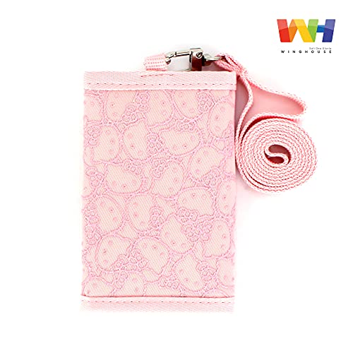 Kitty Pink Neck Wallet with Lanyard Cute Zip Pouch ID Card Holder for Girls2