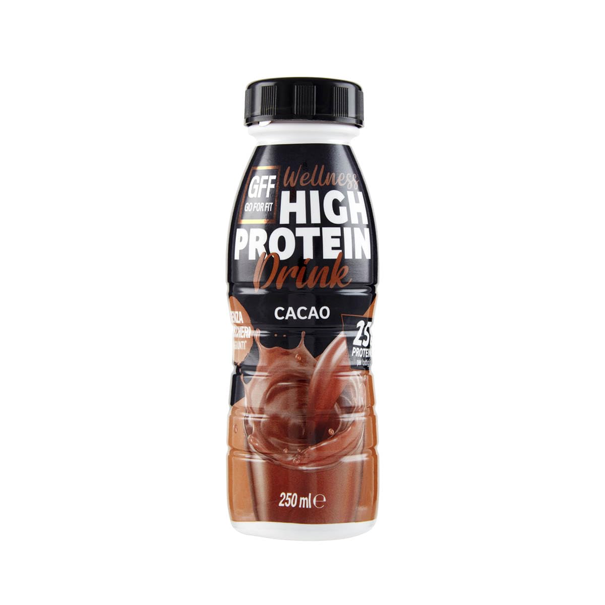 GFF Go For Fit | Drink Proteico Gusto Cacao, Bevanda a Base di Proteine del Latte, Basso Contenuto di Grassi e Senza Zuccheri Aggiunti, 12 x 250ml