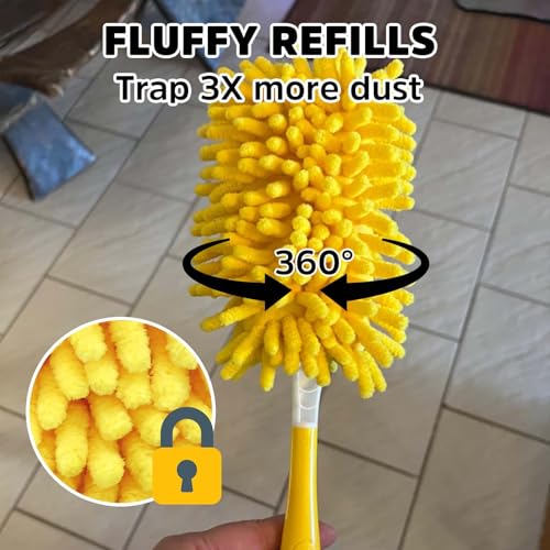 Image of Reusable Duster Refills Compatible with Swiffer Handle, Bafezoze Washable Duster Pads 2 Pack Blue (Handle Not Included)