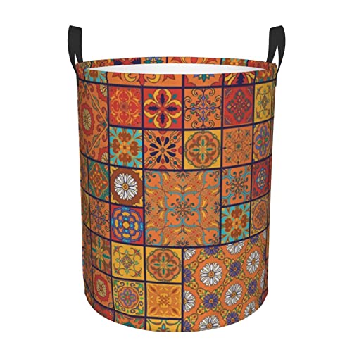 Group Of Moroccan Geometric Printed Large Laundry Basket With Sturdy Handles Storage Basket Clothes Hamper Laundry Bin For Laundry Dorm Family #TOP28