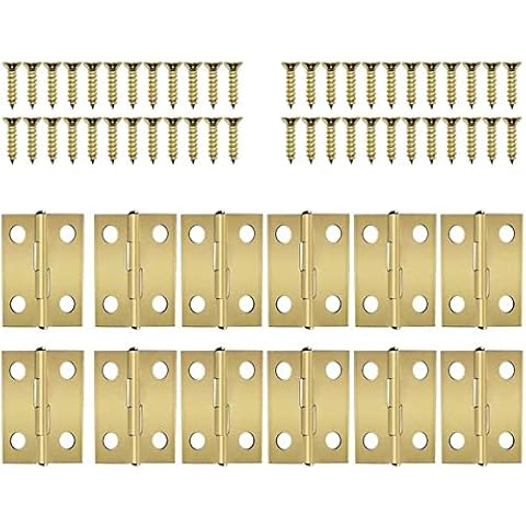 Mini Hinges with 48 Screws for Dolls House Furniture DIY Jewellery Box 1:12 Scale (100 Pieces) Cover