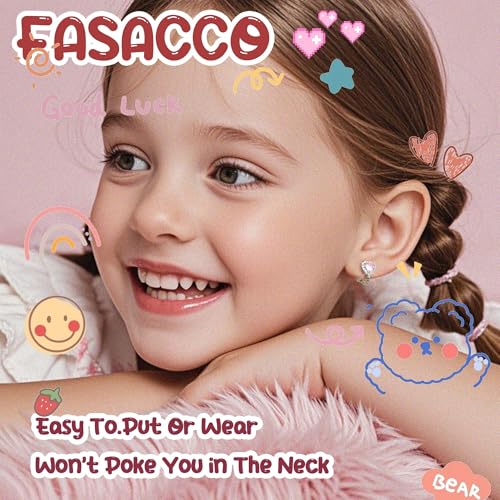 FASACCO 8-10Pairs Clip on Earrings for Women Girls Colorful Crystal Non-Piercied Earrings Cute Flower Heart Butterfly Pearl Clip-on Earrings Over 3 Years Old2
