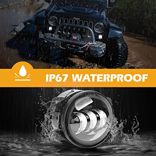 Image of 4Inch LED Fog Lights for 2007-2018 Jeep Wrangler JK JKU 2018-2024 JLU Front Bumper White Round Fog Light, 30W LED Off Road Lights for Driving, 4 inch Fog Lamps, Accessories for Jeep Wrangler 2PCS
