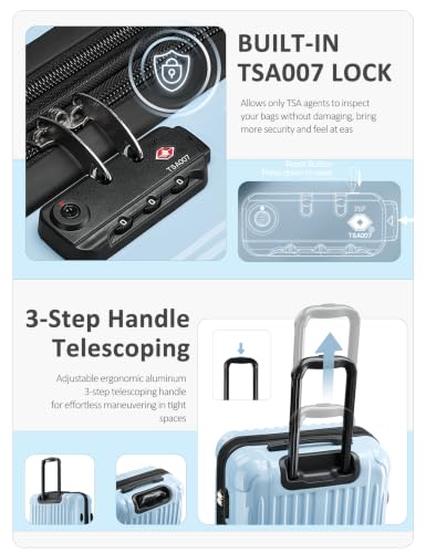 Image of Checked Luggage Hardside Suitcase with Spinner Wheels, 24in