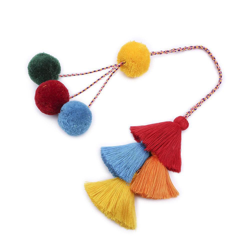 Hliws Women's Colorful 1 Pieces Boho Keychains, Pom Pom Bag Charm Tassel Keychains,Handmade Tassel Keyring Keychains For Purse, Handbag Bag Decorations
