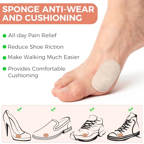 Image of Nuanchu 60 Pieces Bunion Cushions Self-Adhesive Bunion Pads Foot Callus Patches Foot Blister Shoe Accessories Women Men Feet Heel Protector Pads(Light Skin,M)