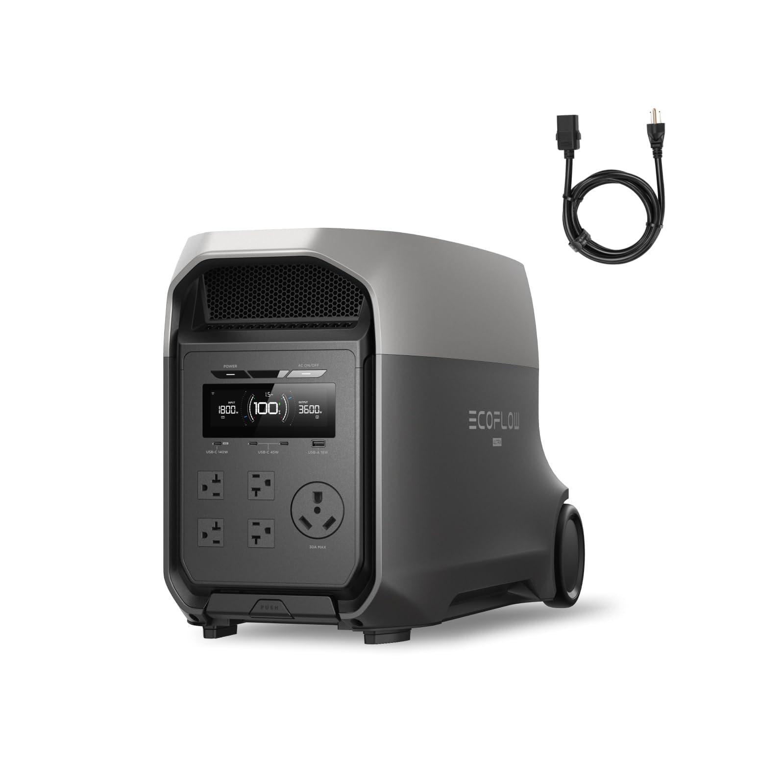 EF EcoFlow Portable Power Station Delta 3 Ultra with AC Cable, 3072Wh LiFePO4 Battery, 3600W (Surge 7200W) Output Home Power, Camping Accessories, Emergencies & RV Backup