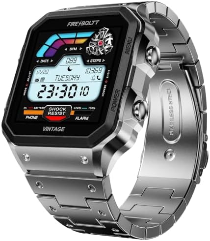 Fire-Boltt Vintage Smartwatch 39.1mm (1.52 inch) TFT Display, Stainless Steel Design, Bluetooth Calling, Multiple Sports Modes, Weather Updates, Smart Reminders