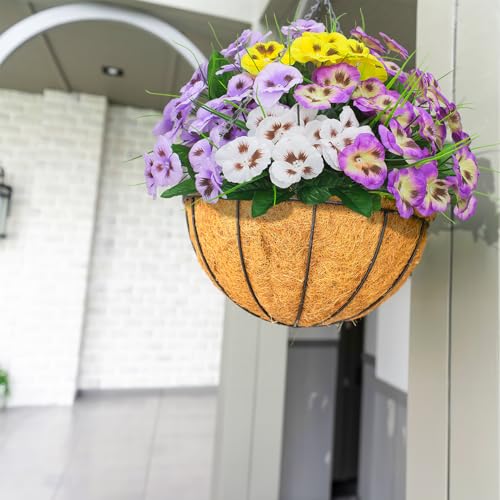 Tyiswy SSJ 12 Bundles Artificial Pansy Flowers Faux Plastic Outdoor Uv Resistant Silk Flowers thumb #2