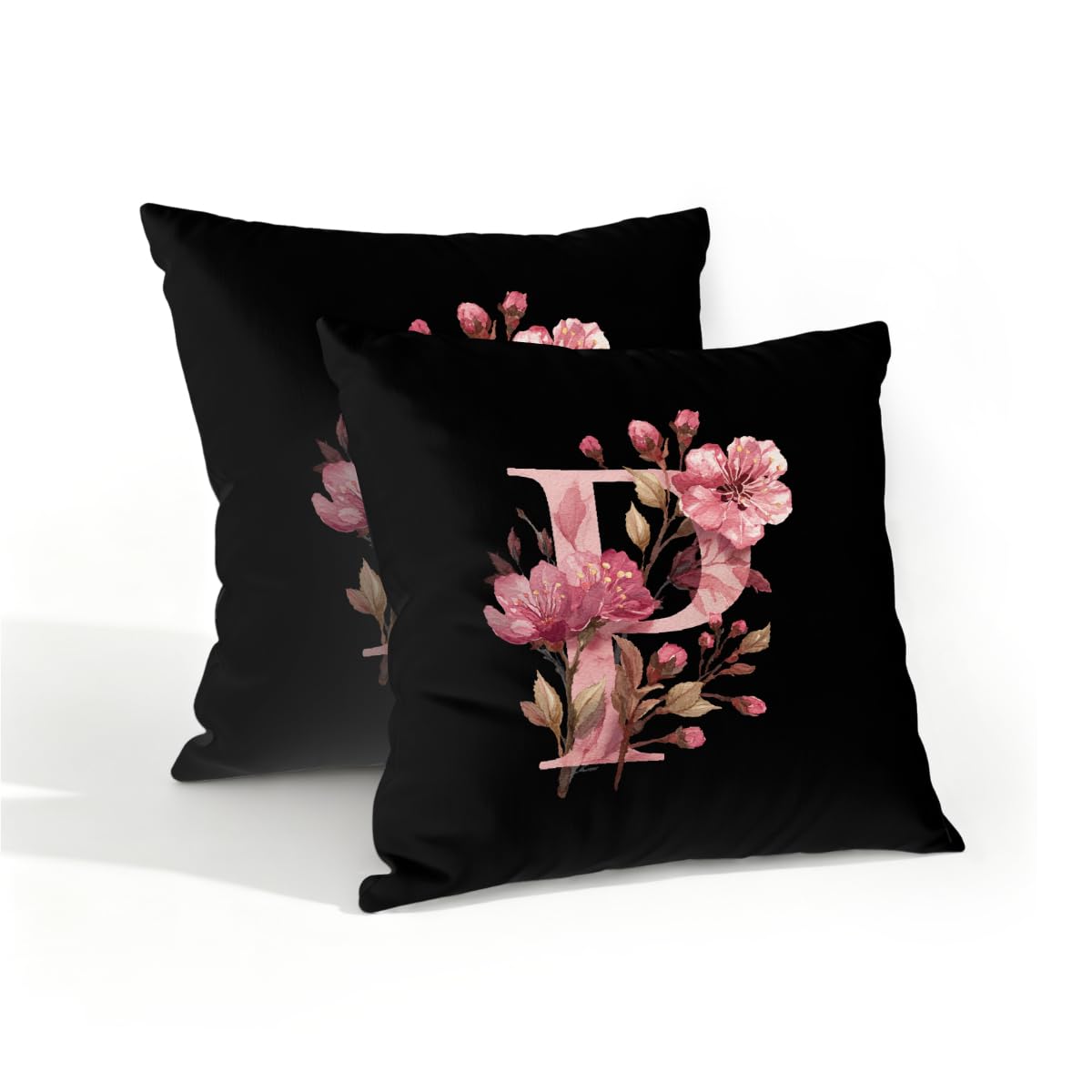 Outdoor Pillow Covers Waterproof Pillowcases 16x16in Set of 2 Alphabet P Floral Art Decorative Throw Cushion Case for Couch Sofa Garden Patio Furniture