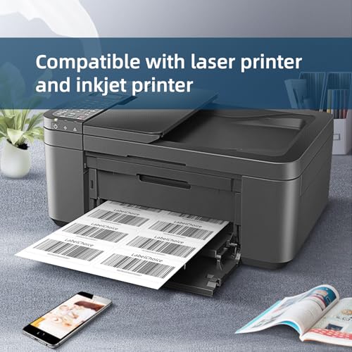Image of 100 Sheets 1000 Pcs 2 inchx4 inch 10 Up Shipping Address Labels Compatible with Laser and Inkjet Printers, 2x4 10 Per Page Strong Adhesive Internet Mailing Shipping Labels