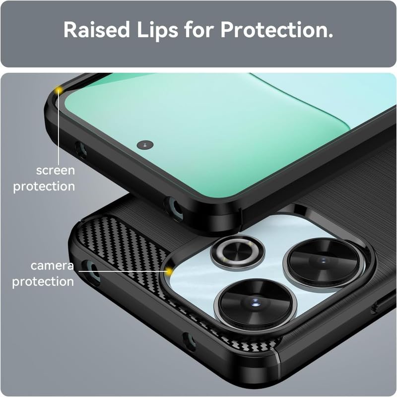Image of NPRC Hybrid Ultra Slim Protective Case TPU Non-Slip Carbon Fiber Texture Shockproof Case Cover for Poco M6 Plus - Black