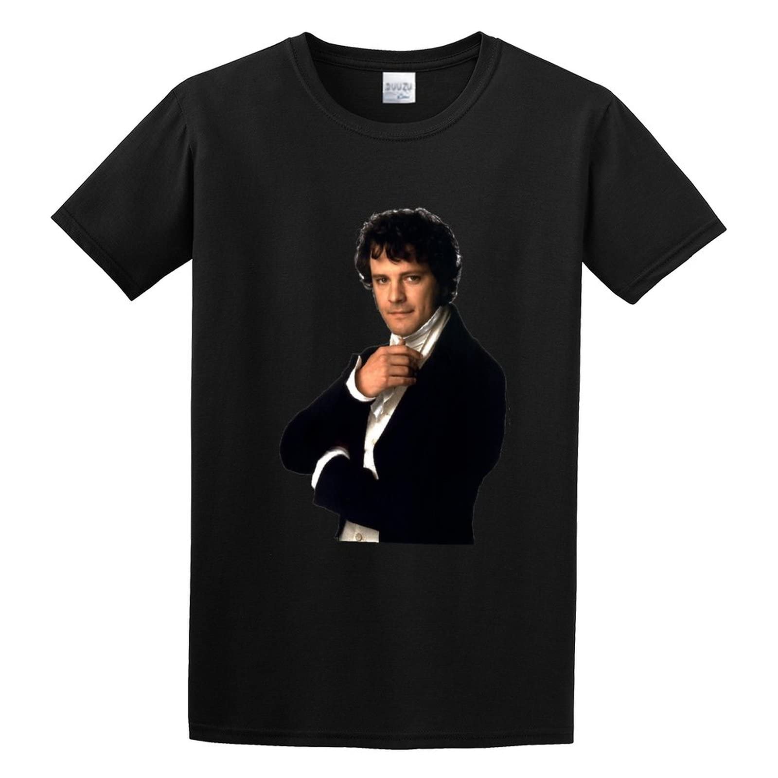 Men's Cotton Shirt Colin Firth As Mr Darcy in Pride & Prejudice Actor Actress Movie Cinema Gift Pure Cotton is More Hygroscopic Black M