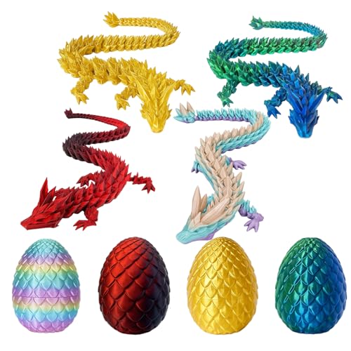 RQcMid Juego de 4 4 dragones diferentes de 7+16 cm, huevo de dragón 3D, para niños y coleccionistas, juguetes creativos, decoración para el hogar y la oficina