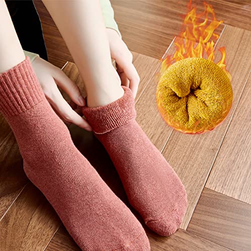 MOSOTECH Wool Socks for Women,5 Pairs Warm Winter Boot Socks for Hiking Walking, Thick Thermal Gifts Socks, Size 5-102
